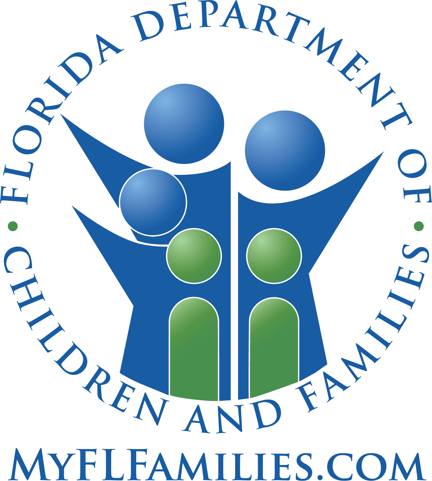 A blue and green logo for the florida department of children and families.