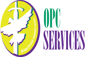 Here's an alt tag for the image: OPC Services logo with dove and sword.